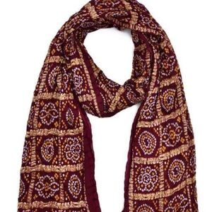 NWT Indian Elegant Burgundy maroon with gold Patterned dupatta Scarf #835